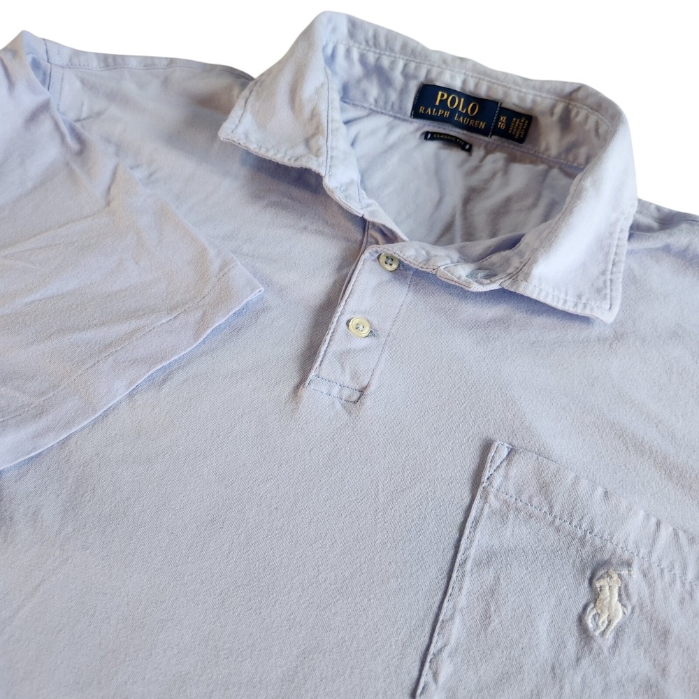 RALPH LAUREN Polo Shirt Mens XL Blue‎ Cotton Short Sleeve Classic Fit